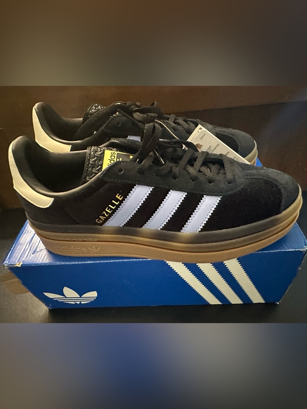 adidas Gazelle Black White with Gum Sole